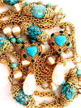 Load image into Gallery viewer, CHANEL GRIPOIX TURQUOISE HEART GLASS AND PEARL EARRINGS