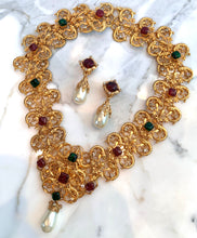 Load image into Gallery viewer, CHANEL ORNATE JUMBO GRIPOIX GLASS AND PEARL EARRINGS 1994