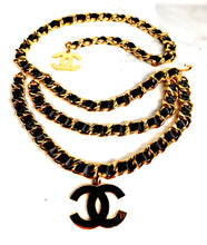 Load image into Gallery viewer, CHANEL TRIPLE DRAPED ICONIC RUNWAY JUMBO LOGO LEATHER CHAIN BELT NECKLACE