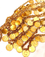 Load image into Gallery viewer, CHANEL PAILLETTES LETTERS LOGO COIN MEDALLION NECKLACE 1993