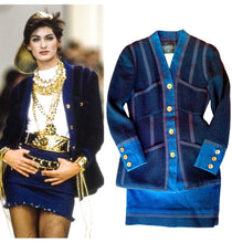 Load image into Gallery viewer, CHANEL ICONIC BLUE JEAN DENIM TWEED 1991 - 1992 AUTUMN RUNWAY JACKET AND SKIRT SET SUIT