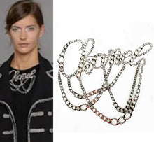 Load image into Gallery viewer, CHANEL MASSIVE SIGNATURE SCRIPT CHAIN RUNWAY SILVER BROOCH 2006 Spring
