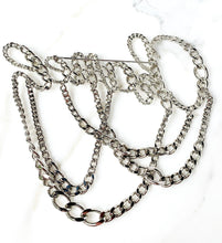 Load image into Gallery viewer, CHANEL MASSIVE SIGNATURE SCRIPT CHAIN RUNWAY SILVER BROOCH 2006 Spring