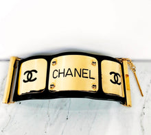 Load image into Gallery viewer, CHANEL MAGNIFICENT EXTRA WIDE LEATHER GOLD NAME PLATE PLAQUE HIPHOP CUFF BRACELET