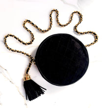 Load image into Gallery viewer, CHANEL ROUND SUEDE LEATHER TASSEL POMPOM VINTAGE BAG