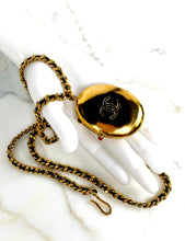 Load image into Gallery viewer, CHANEL RARE JUMBO LOCKET WITH LEATHER GILT CHAIN NECKLACE 1994