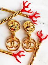 Load image into Gallery viewer, CHANEL MASSIVE DOUBLE LOGO ROPE HOOP EARRINGS 1993