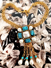 Load image into Gallery viewer, CHANEL RARE GOOSSENS MASSIVE TURQUOISE GRIPOIX GLASS PEARLS TASSEL NECKLACE