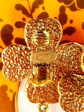 Load image into Gallery viewer, CHANEL CORAL AMBER GRIPOIX GLASS FLOWER DANGLE EARRING 1994