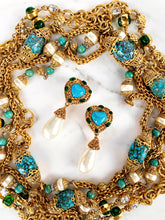 Load image into Gallery viewer, CHANEL GRIPOIX TURQUOISE HEART GLASS AND PEARL EARRINGS