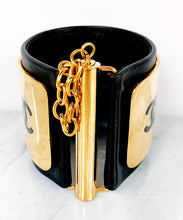 Load image into Gallery viewer, CHANEL MAGNIFICENT EXTRA WIDE LEATHER GOLD NAME PLATE PLAQUE HIPHOP CUFF BRACELET