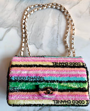 Load image into Gallery viewer, CHANEL 2022 SUMMER LARGE MODEL BRIGHT PASTEL SEQUIN CROSSBODY BAG
