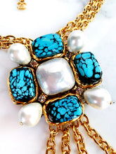 Load image into Gallery viewer, CHANEL RARE GOOSSENS MASSIVE TURQUOISE GRIPOIX GLASS PEARLS TASSEL NECKLACE
