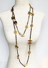 Load image into Gallery viewer, CHANEL EXTRA LONG LEATHER LACED 18 LUCKY CHARMS NECKLACE 1995