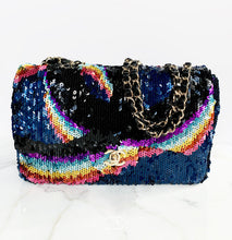 Load image into Gallery viewer, CHANEL 2021 K SEQUIN RAINBOW FLAP BAG PRISTINE