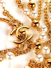 Load image into Gallery viewer, CHANEL UNIQUE TURNLOCK SET OF 2 SAUTOIR NECKLACES WITH PEARLS AND LOGOS