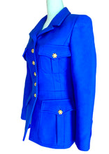 Load image into Gallery viewer, CHANEL RARE COBALT ELECTRIC BLUE MILITARY GRIPOIX JACKET 1996 AUTUMN WINTER