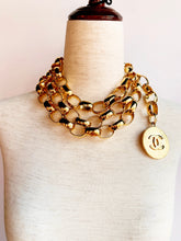 Load image into Gallery viewer, CHANEL MASSIVE LINK 1980s GOLDEN SUN LOGO CC MEDALLION CHAIN BELT NECKLACE