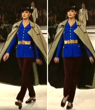 Load image into Gallery viewer, CHANEL RARE COBALT ELECTRIC BLUE MILITARY GRIPOIX JACKET 1996 AUTUMN WINTER