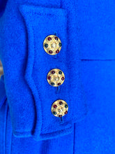 Load image into Gallery viewer, CHANEL RARE COBALT ELECTRIC BLUE MILITARY GRIPOIX JACKET 1996 AUTUMN WINTER