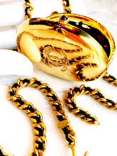 Load image into Gallery viewer, CHANEL RARE JUMBO LOCKET WITH LEATHER GILT CHAIN NECKLACE 1994