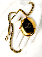 Load image into Gallery viewer, CHANEL RARE JUMBO LOCKET WITH LEATHER GILT CHAIN NECKLACE 1994