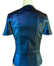 Load image into Gallery viewer, CHANEL METALLIC SAPPHIRE BLUE JACKET NEW 2014 FALL SIZE 38