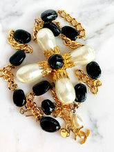 Load image into Gallery viewer, IMPORTANT CHANEL PEARL AND BLACK GRIPOIX GLASS MASSIVE CROSS NECKLACE