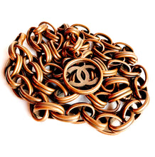 Load image into Gallery viewer, CHANEL RARE BRONZE LINK CC LOGO CHAIN LAYERED BELT NECKLACE 1991