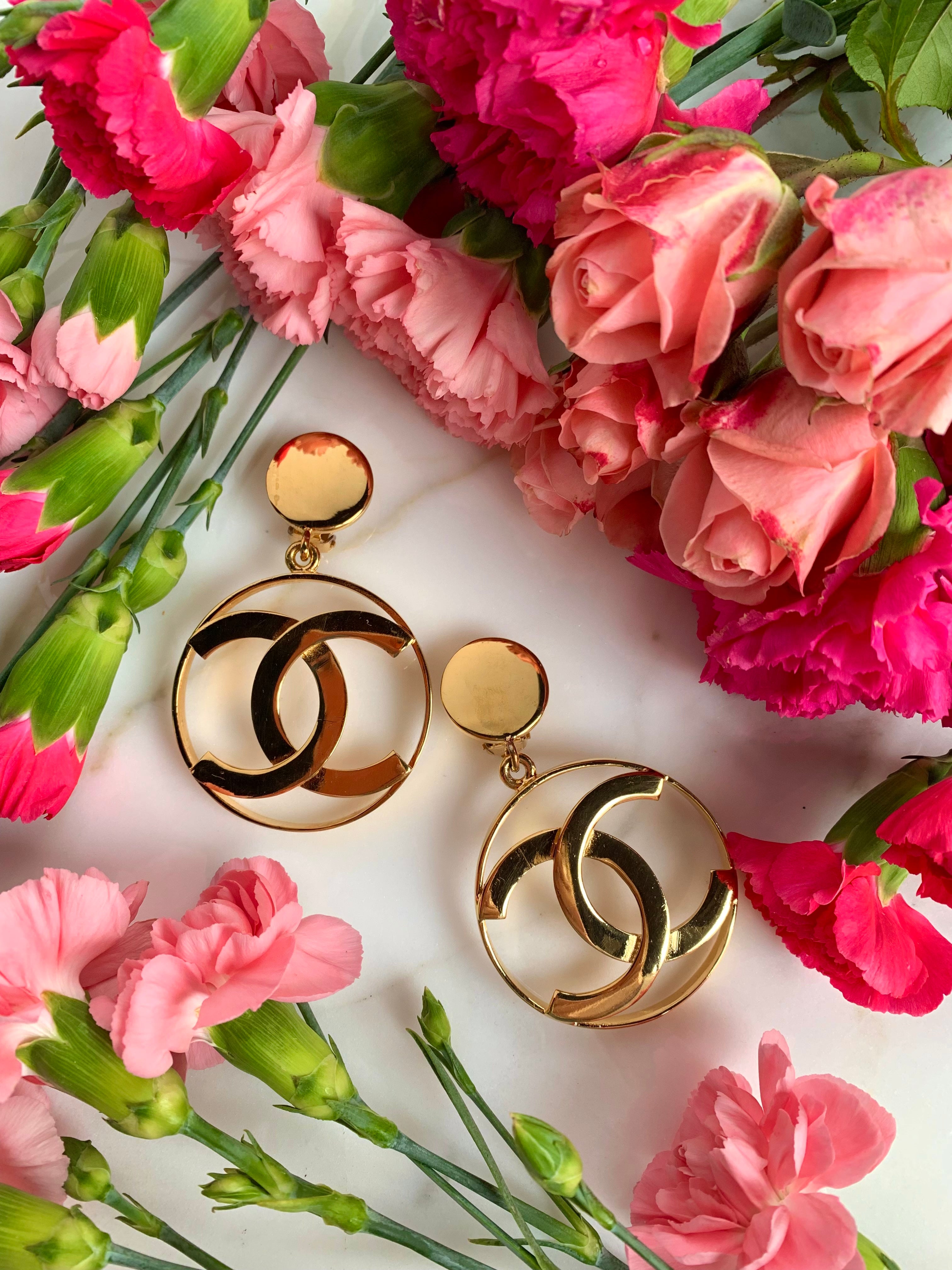 Chanel 1980s Jumbo Interlocking C Hoop Earrings