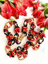 Load image into Gallery viewer, ARCHIMEDE SEGUSO FOR CHANEL COUTURE RED AND BLACK GLASS CLUSTER LINK NECKLACE 1960s