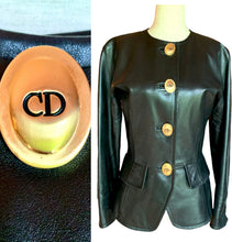 Load image into Gallery viewer, CHRISTIAN DIOR JOHN GALLIANO 1991 JUMBO LOGO BUTTON LEATHER JACKET
