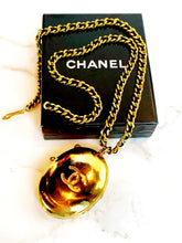 Load image into Gallery viewer, CHANEL RARE JUMBO LOCKET WITH LEATHER GILT CHAIN NECKLACE 1994