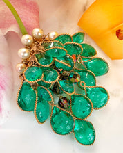 Load image into Gallery viewer, CHANEL CASCADE  OF EMERALD GRIPOIX CHARMS WATERFALL BROOCH 1994