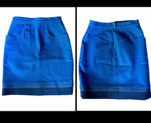Load image into Gallery viewer, CHANEL ICONIC BLUE JEAN DENIM TWEED 1991 - 1992 AUTUMN RUNWAY JACKET AND SKIRT SET SUIT