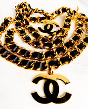 Load image into Gallery viewer, CHANEL TRIPLE DRAPED ICONIC RUNWAY JUMBO LOGO LEATHER CHAIN BELT NECKLACE