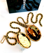 Load image into Gallery viewer, CHANEL RARE JUMBO LOCKET WITH LEATHER GILT CHAIN NECKLACE 1994