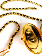 Load image into Gallery viewer, CHANEL RARE JUMBO LOCKET WITH LEATHER GILT CHAIN NECKLACE 1994