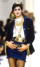 Load image into Gallery viewer, CHANEL ICONIC BLUE JEAN DENIM TWEED 1991 - 1992 AUTUMN RUNWAY JACKET AND SKIRT SET SUIT