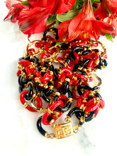 Load image into Gallery viewer, ARCHIMEDE SEGUSO FOR CHANEL COUTURE RED AND BLACK GLASS CLUSTER LINK NECKLACE 1960s