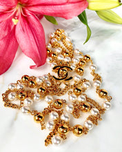 Load image into Gallery viewer, CHANEL UNIQUE TURNLOCK SET OF 2 SAUTOIR NECKLACES WITH PEARLS AND LOGOS