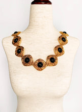 Load image into Gallery viewer, CHANEL BLACK GRIPOIX GLASS ORNATE ARABESQUE JEWELED BELT NECKLACE