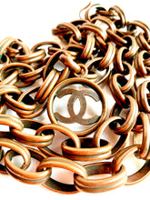 Load image into Gallery viewer, CHANEL RARE BRONZE LINK CC LOGO CHAIN LAYERED BELT NECKLACE 1991