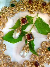 Load image into Gallery viewer, CHANEL ORNATE JUMBO GRIPOIX GLASS AND PEARL EARRINGS 1994