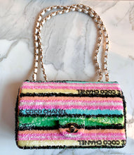 Load image into Gallery viewer, CHANEL 2022 SUMMER LARGE MODEL BRIGHT PASTEL SEQUIN CROSSBODY BAG