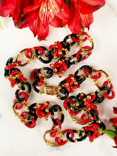 Load image into Gallery viewer, ARCHIMEDE SEGUSO FOR CHANEL COUTURE RED AND BLACK GLASS CLUSTER LINK NECKLACE 1960s