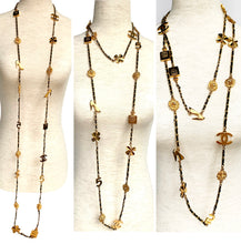 Load image into Gallery viewer, CHANEL EXTRA LONG LEATHER LACED 18 LUCKY CHARMS NECKLACE 1995