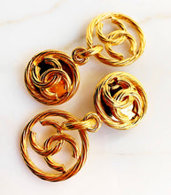Load image into Gallery viewer, CHANEL MASSIVE DOUBLE LOGO ROPE HOOP EARRINGS 1993