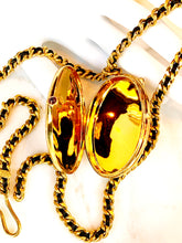 Load image into Gallery viewer, CHANEL RARE JUMBO LOCKET WITH LEATHER GILT CHAIN NECKLACE 1994
