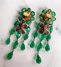 Load image into Gallery viewer, RARE CHANEL FLORAL GRIPOIX CHANDELIER EARRINGS 1993
